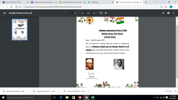 mahatma gandhi lal bahadur shastri quiz 2021 1