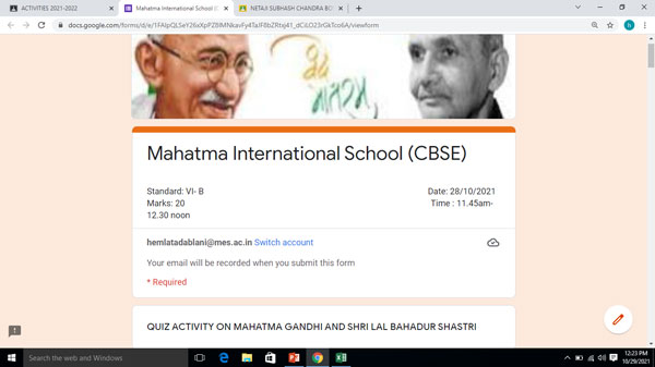 mahatma gandhi lal bahadur shastri quiz 2021 2